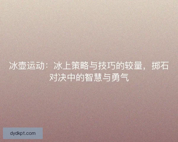 冰壶运动：冰上策略与技巧的较量，掷石对决中的智慧与勇气