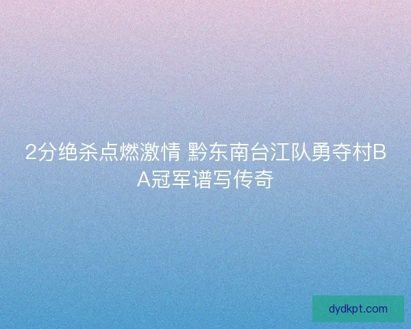 2分绝杀点燃激情 黔东南台江队勇夺村BA冠军谱写传奇